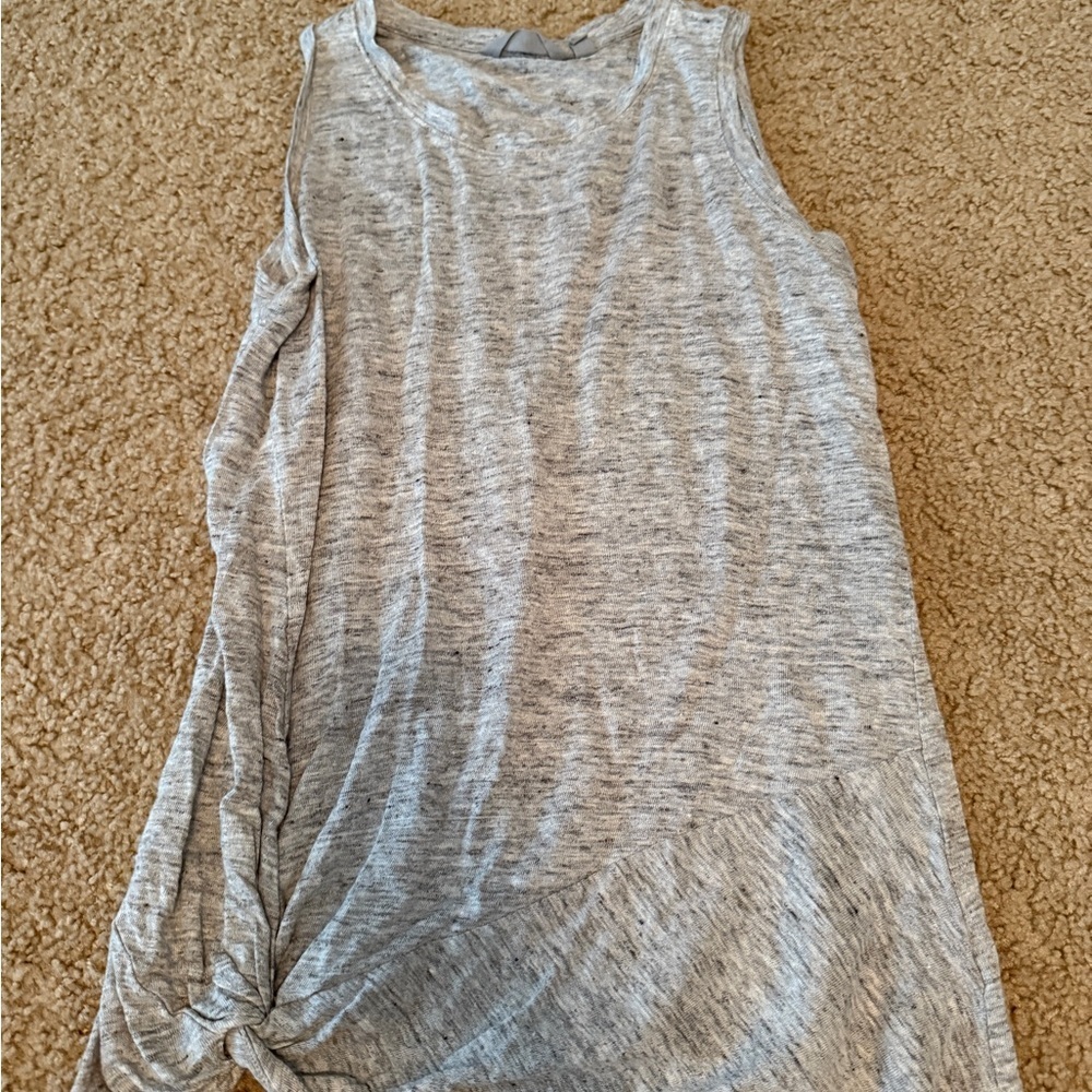 Athleta Gray Asymmetrical Tie Front Tank Top